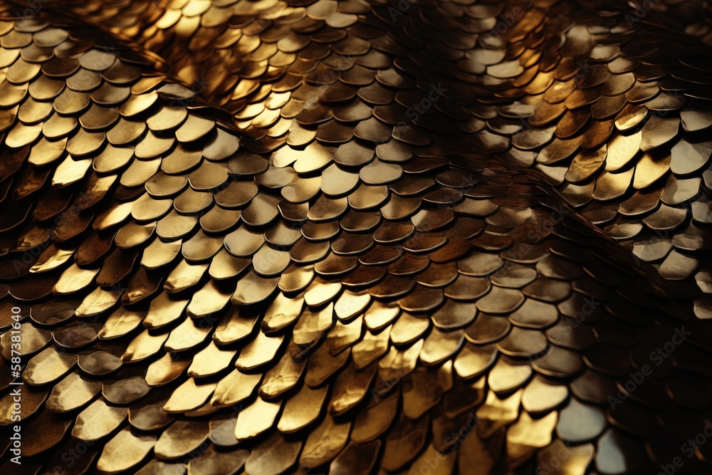 Poster a close up of a shiny gold sequins pattern on a black background with a shadow of a tree in the back