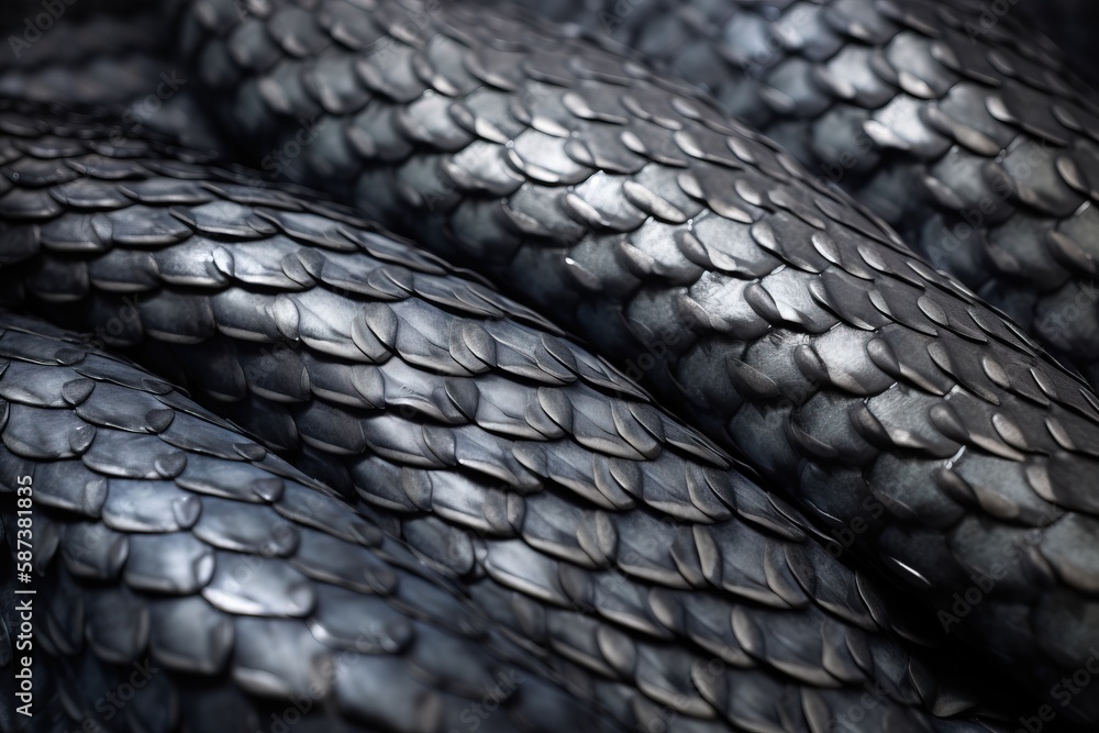 Poster a close up of a snake skin pattern on a cell phone case with a black background and a black and whit