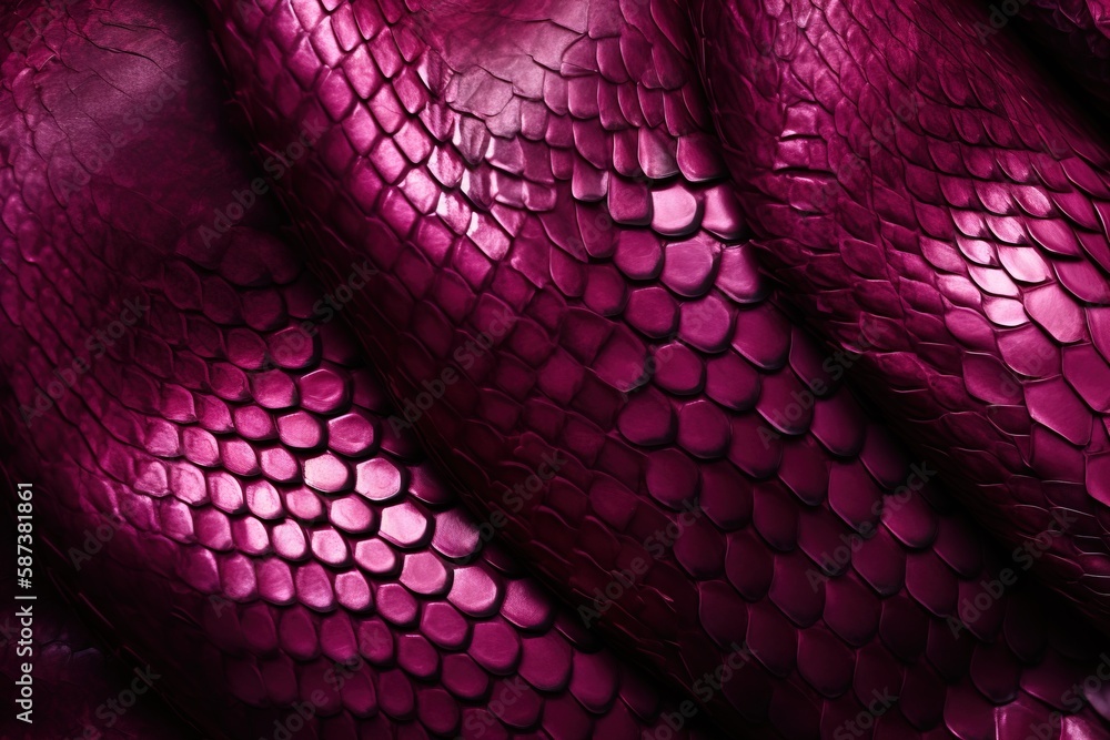 Poster a close up of a purple snake skin pattern on a cell phone case with a pink background and a black ba