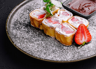 pancakes with whipped cream and strawberries