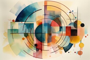 Abstract background with circles and lines. Generative AI