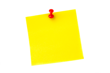 Illustrative image of pushpin on yellow paper 