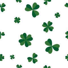 Green clover seamless pattern, transparent background, PNG illustration