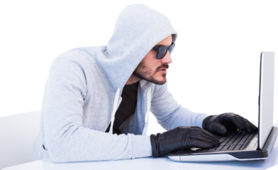 Serious burglar hacking into laptop