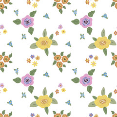 
Seamless floral pattern, vector, spring. Printing on fabric and paper