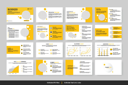 Vector business powerpoint presentation slides template design minimalist business yellow layout template design