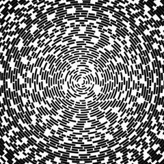 Radial stroke pattern. Abstract line circles, design elements. Vector illustration with editable strokes. Black and white,