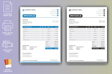 Corporate modern invoice template design