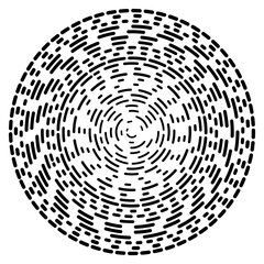 Radial stroke pattern. Abstract line circles, design elements. Vector illustration with editable strokes. Black and white,