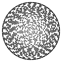 Radial stroke pattern. Abstract line circles, design elements. Vector illustration with editable strokes. Black and white,