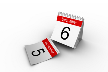 Desk calendar showing 6th date of December