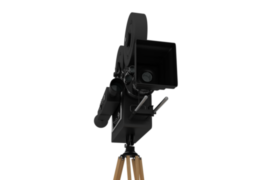 Black film camera with tripod