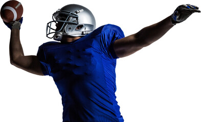 American football player throwing ball