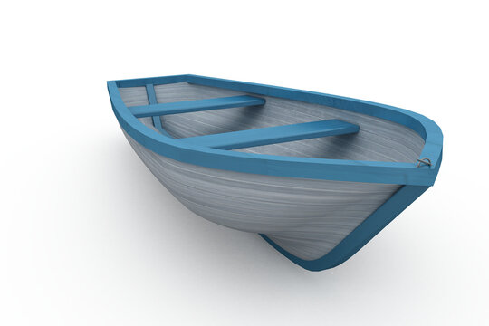Fototapeta Blue and white painted boat