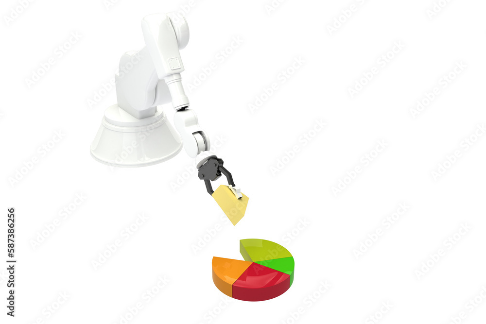 Poster digital generated image of robot arranging toy blocks