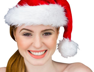 Pretty girl in santa costume smiling at camera