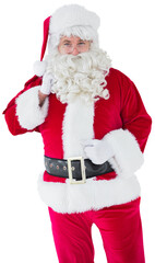 Smiling santa claus with his sack