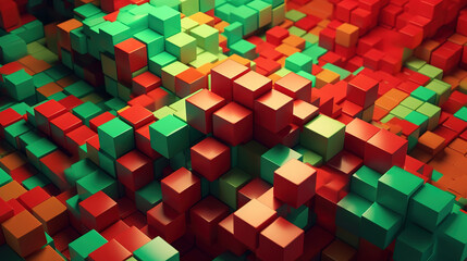 logic game, cubic mosaic structure, isometric wallpaper. Generative Ai