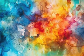 colorful abstract painting with brushstrokes and splatters. Generative AI