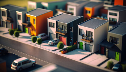 modern miniature in the city, modern generic contemporary, Generative AI