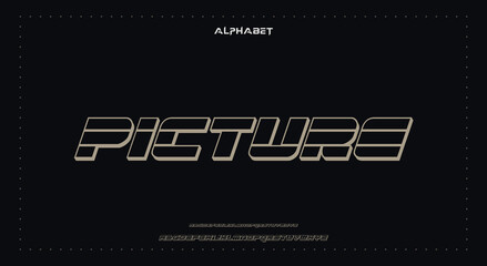 PICTURE Abstract Fashion Best font alphabet. Minimal modern urban fonts for logo, brand, fashion, Heading etc. Typography typeface uppercase lowercase and number. vector illustration full Premium look