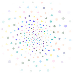 Festival seamless pattern with confetti. Repeating background, vector illustration with different shapes