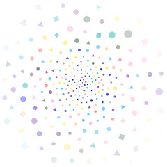 Festival seamless pattern with confetti. Repeating background, vector illustration with different shapes