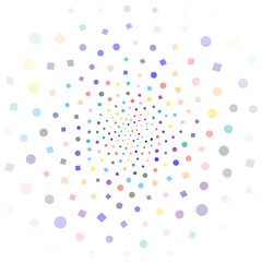 Festival seamless pattern with confetti. Repeating background, vector illustration with different shapes