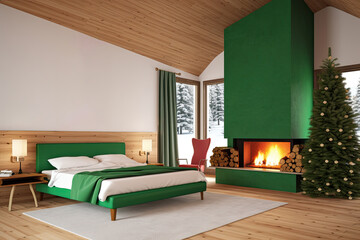 green designer luxury bedroom - generative