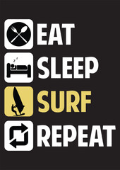 eat sleep surf repeat design