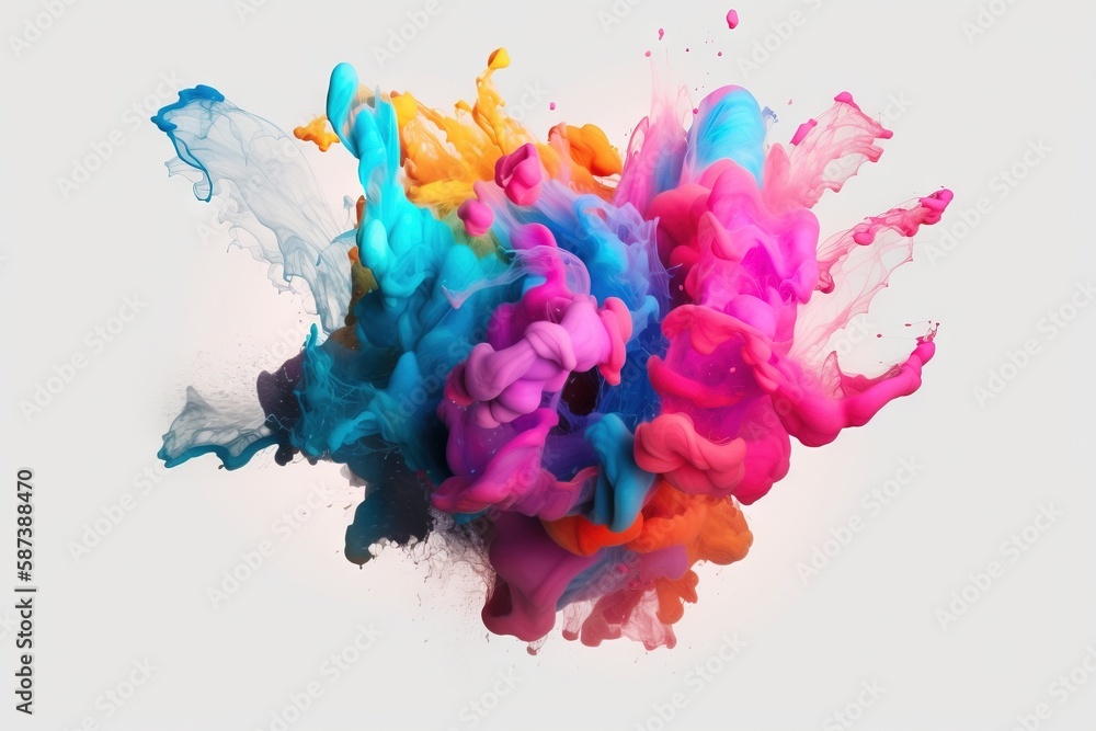 Poster a multicolored substance floating in the air on a white background with a white background and a whi