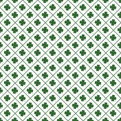 Green clover seamless pattern, transparent background, PNG illustration