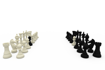 Chess pawns on rival teams