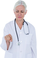 Female doctor touching invisible screen