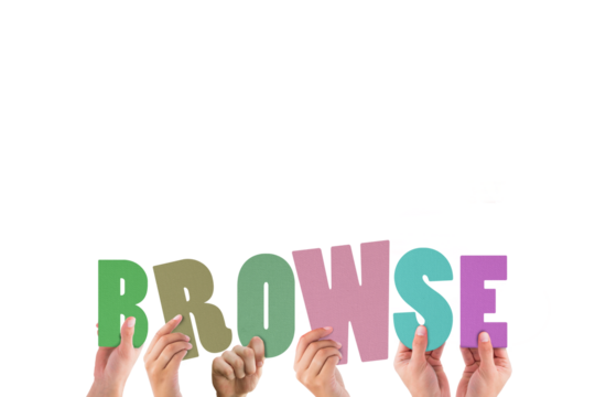 Colorful alphabet spelling browse held up by people  - Powered by Adobe