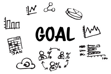 Goal text surrounded by various icons