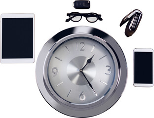 Wall clock with digital tablet and mobile phone