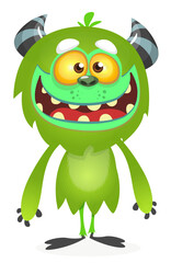 Funny cartoon monster creature character. Illustration of cute and happy alien. Halloween vector design isolated