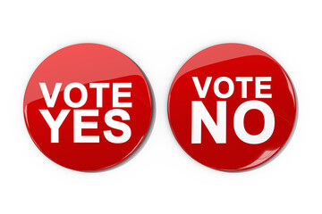 Red vote text badge against white background