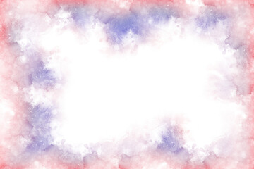 Watercolor on transparent background. PNG. An illustration of frame made in red and purple colors of watercolor paint smudges. Abstract background with copy space.