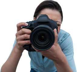 Female photographer photographing through digital camera