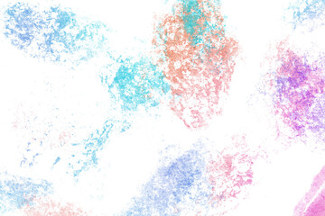 Illustration of mixed stains of blue, purple and red paint in sponge technique. PNG element. Spots of paint on a transparent background. Grunge backdrop or overlay.