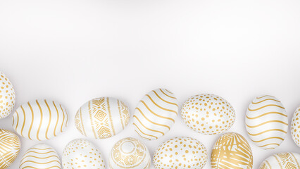 Easter 2023 new background, Golden colour pattern easter eggs with copy space
