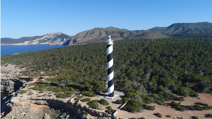 High angle view of lighthouse on coastline