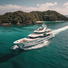 Obraz premium Luxurious Multi-Story Yacht with Elegant Design