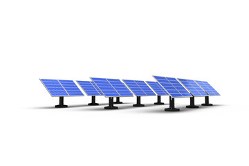 3D blue solar panel arranged in rows