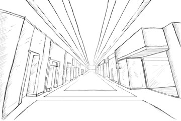 Sketch of an office building