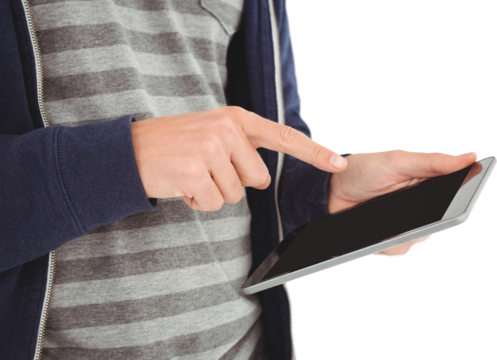 Cropped image of man using tablet