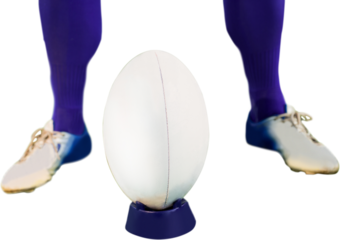 Rugby player ready to make a drop kick