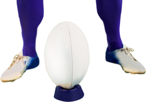 Rugby player ready to make a drop kick - Powered by Adobe